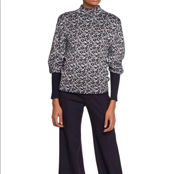Chloe Chenille-Jacquard Mock-Neck Sweater